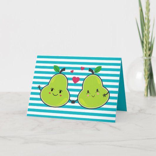 "Een geweldige peren" Love Kawaii Valentijnsdag Ca Kaart (Voorkant)