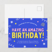 Een geweldige verjaardag! briefkaart (Voorkant / Achterkant)