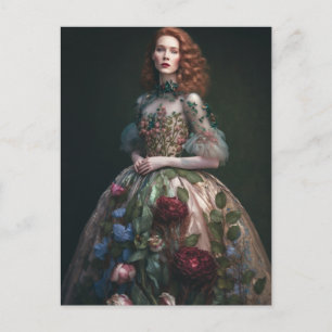 Een geweldige vrouw in Floral Dress AI Generated A Briefkaart