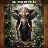 Een gewijde olifant in goudkleden in oerwoud - tissuepapier