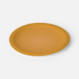 Een gewone, ronde, bruin-oranje papieren bord 
