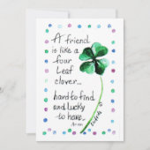 Een  Gezegde vriend is als een vier lederen klaver Aankondiging (Voorkant)