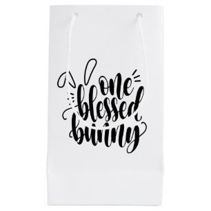 Een gezegende Bunny Pasen kalligrafie   Cadeautasj Klein Cadeauzakje