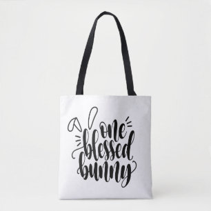 Een gezegende Bunny Pasen kalligrafie   Tote bag