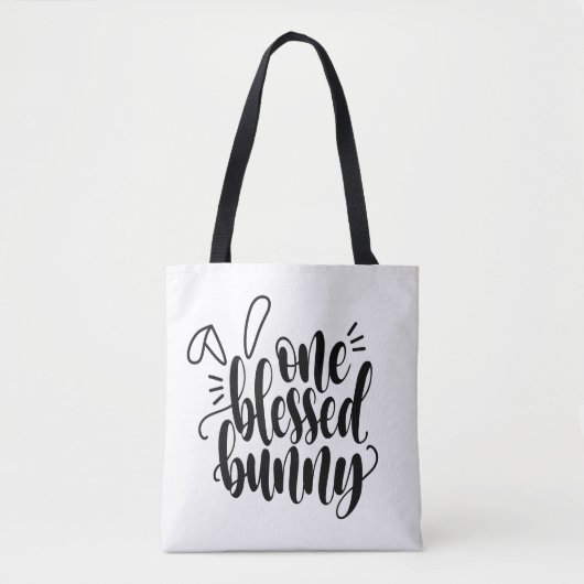 Een gezegende Bunny Pasen kalligrafie | Tote bag (Voorkant)