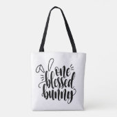 Een gezegende Bunny Pasen kalligrafie | Tote bag (Achterkant)