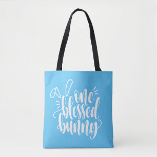 Een gezegende Bunny Pasen kalligrafie   Tote bag