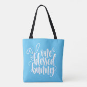 Een gezegende Bunny Pasen kalligrafie | Tote bag (Achterkant)