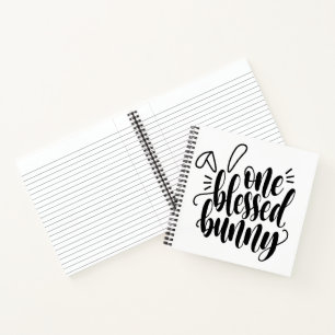 Eén Gezegende Bunny Pasen Typografie   Notitieboek