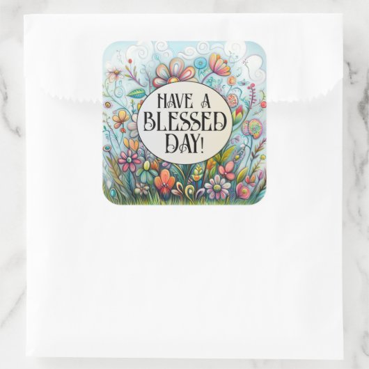 Een gezegende dag vierkante sticker (Tas)