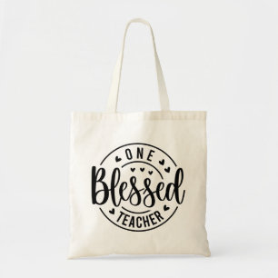 Eén gezegende leraar typografie tote bag