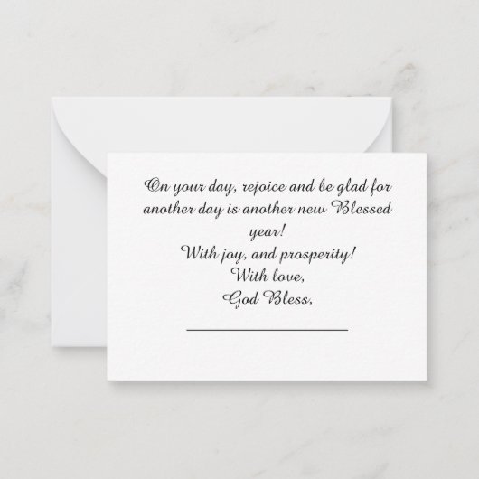 Een gezegende verjaardagsbrief Kaart Notitiekaartje (Achterkant)