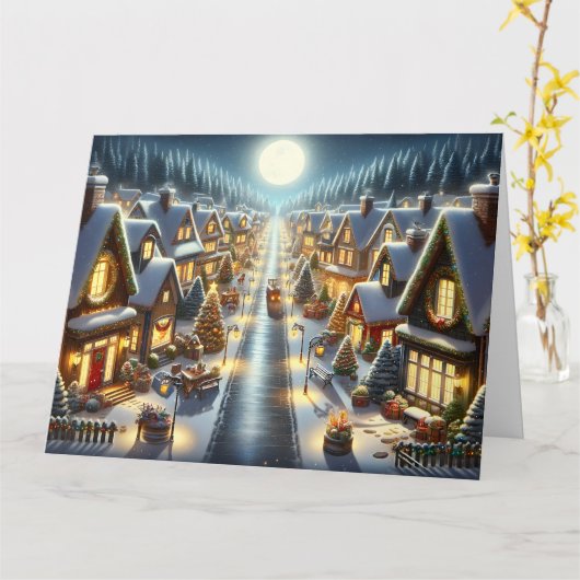 Een gezellig kerstdorp kaart (Gele Bloem)