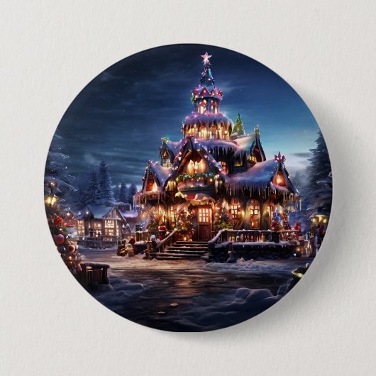 "Een gezellig kerstverblijf" Ronde Button 7,6 Cm (Voorkant)