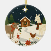 Een gezellig landelijk kerstornament keramisch ornament (Voorkant)