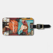 Een gezellige avond met kinderloze kattendame bagagelabel (Voorkant horizontaal)