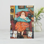 Een gezellige avond met kinderloze kattendame kaart (Staand voorkant)