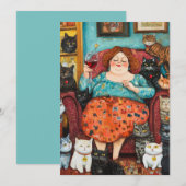 Een gezellige avond met kinderloze kattendame kaart (Voorkant / Achterkant)