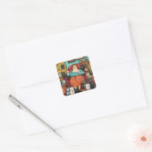 Een gezellige avond met kinderloze kattendame vierkante sticker (Envelop)