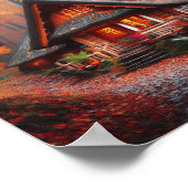 Een gezellige hut met prachtige herfstbladeren poster (Hoek)