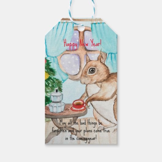 Een gezellige tekening van een schattige eekhoorn cadeaulabel (Voorkant)