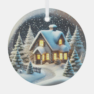 Een gezellige winteravond glas ornament