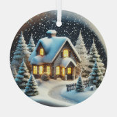 Een gezellige winteravond glas ornament (Achterkant)