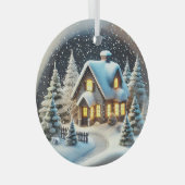 Een gezellige winteravond glas ornament (Voorkant Rechts)