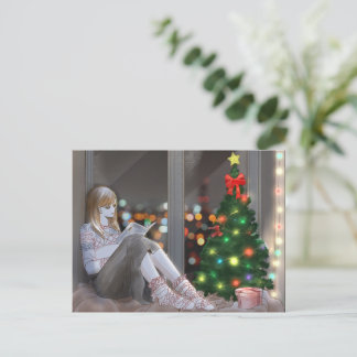 Een gezellige winternacht. feestdagenkaart