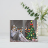 Een gezellige winternacht. feestdagenkaart (Staand voorkant)