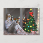 Een gezellige winternacht. feestdagenkaart (Voorkant)