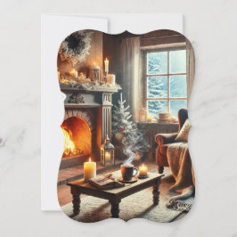 Een gezellige winterscène bij de warme open haard