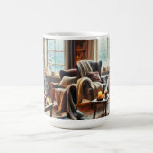 Een gezellige winterscène bij de warme open haard koffiemok (Center)