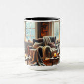 Een gezellige winterscène bij de warme open haard mok (Midden)