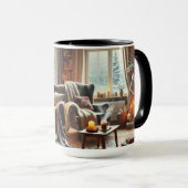 Een gezellige winterscène bij de warme open haard mok (Voorkant rechts)