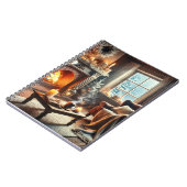 Een gezellige winterscène bij de warme open haard notitieboek (Linkerzijde)
