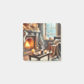 Een gezellige winterscène bij de warme open haard post-it® notes (Voorkant)