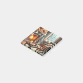 Een gezellige winterscène bij de warme open haard post-it® notes (Schuin)