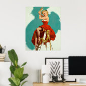 Een Gezet Job Meisje Art Pin Up Poster (Thuiskantoor)