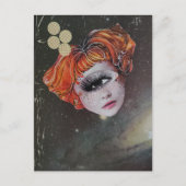 Een gezicht in de ruimte mixed media collage briefkaart (Voorkant)