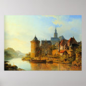 Een gezicht op een stad langs de Rijn Poster (Voorkant)