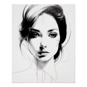 Een gezicht van een meisje tekenen perfect poster