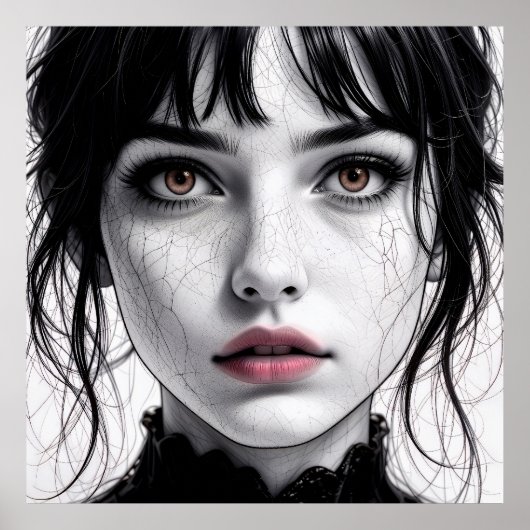 Een gezichtsopname van porselein met gebarsten zie poster (Voorkant)