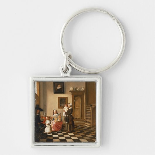 Een gezin in het binnenland sleutelhanger (Voorkant)