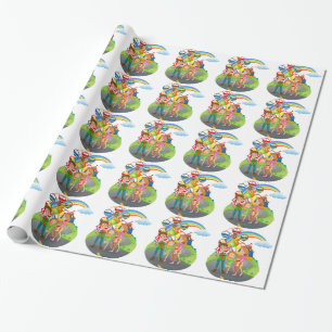 Een gezin in het pretpark cadeaupapier