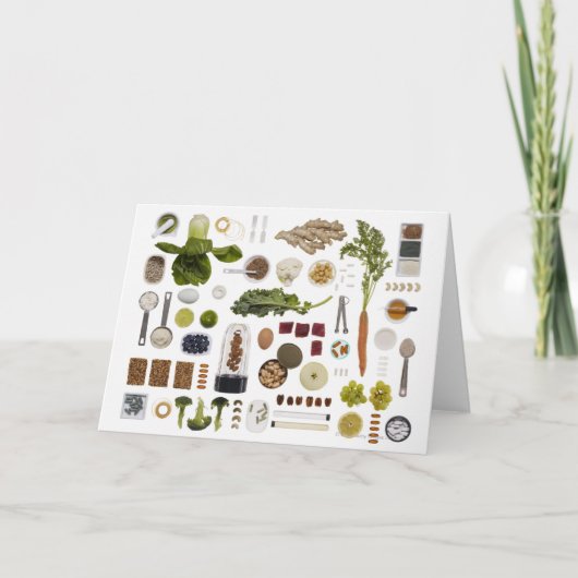 Een gezond voedselnet op een witte achtergrond. kaart (Voorkant)