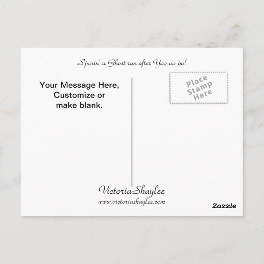 Een Ghost liep achter Yoo-oo-oo aan. Briefkaart (Achterkant)