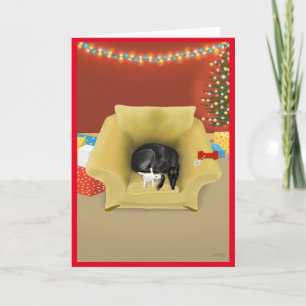 Een gift wacht op feestdagen kaart