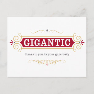 Een Gigantische Bedankt voor jou voor je gulheid Briefkaart