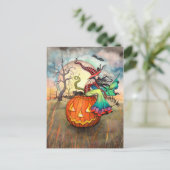 Een gigantische pompoen Halloween heksenkunst Briefkaart (Staand voorkant)